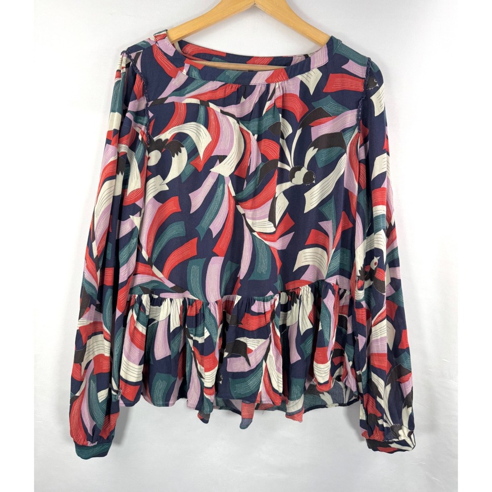 Anthropologie Maeve colorful Cheyenne peplum blouse boho retro sz XL